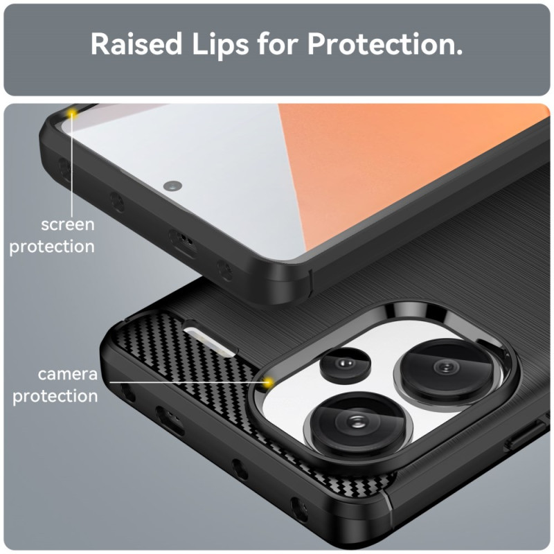 Protectores para celular  para Xiaomi  Redmi Note 13 Pro+ (Plus) 5G Funda de tpu fibra de carbono Negro